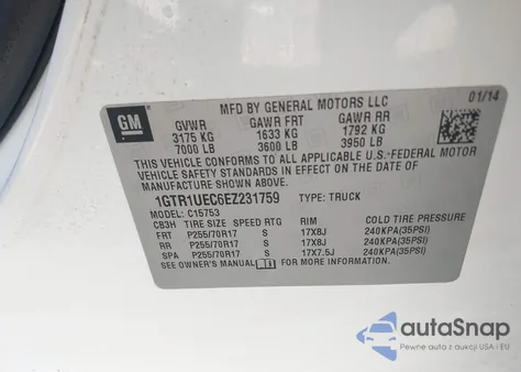 2014 GMC Sierra C1500 Sle from USA, damaged, VIN 1GTR1UEC6EZ231759